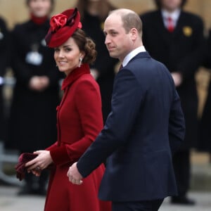 Le prince William, duc de Cambridge, et Kate Middleton, duchesse de Cambridge - La famille royale d'Angleterre lors de la cérémonie du Commonwealth en l'abbaye de Westminster à Londres, le 9 mars 2020.