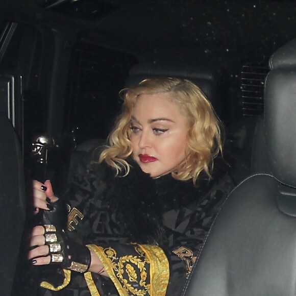 Madonna - Madonna s'est rendue au club Chiltern Firehouse après sa performance au Palladium à Londres le 17 février 2020. Elle est arrivée à 1h30 et est sortie à 4 heures du matin.