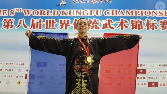 Caser Calaber (Little Boo) lors d'un championna de Kung Fu en Chine, le 21 juin 2019