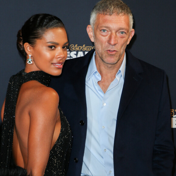 Vincent Cassel et sa femme Tina Kunakey lors du photocall lors de la 45ème cérémonie des César à la salle Pleyel à Paris le 28 février 2020 © Dominique Jacovides / Olivier Borde / Bestimage