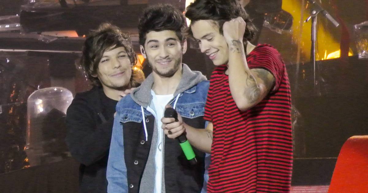 Harry Styles, Zayn Malik et Louis Tomlinson Le groupe One Direction en concert à Sunderland