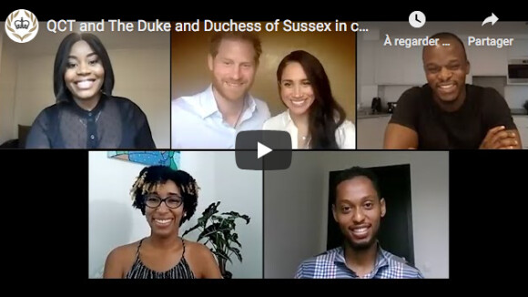 Le prince Harry, duc de Sussex, et Meghan Markle, duchesse de Sussex, abordent la question des inégalités et du racisme institutionnel dans une vidéoconférence avec de jeunes leaders, en leur qualité de Président et vice-président de Queen's Commonwealth Trust (QCT). Los Angeles. Le 1er juillet 2020.