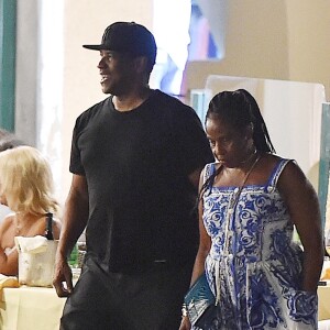 Exclusif - Denzel Washington profite de ses vacances en famille avec sa femme Pauletta et sa fille Olivia à Portofino en Italie le 17 août 2018.