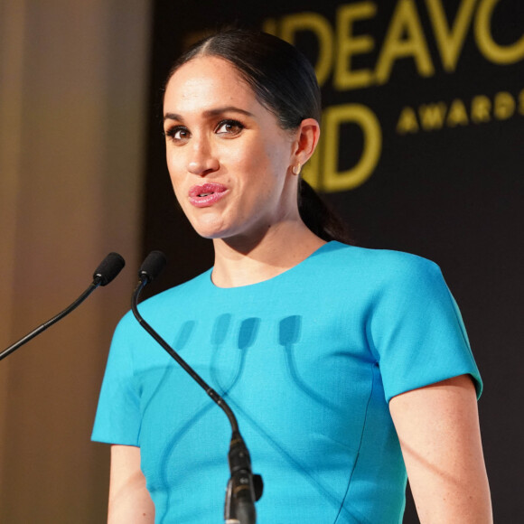 Le prince Harry, duc de Sussex, et Meghan Markle, duchesse de Sussex lors de la cérémonie des Endeavour Fund Awards au Mansion House à Londres, Royaume Uni, le 5 mars 2020.