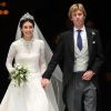 Le prince Christian de Hanovre et Alessandra de Osma le 16 mars 2018 lors de leur mariage en la basilique Saint-Pierre à Lima au Pérou.