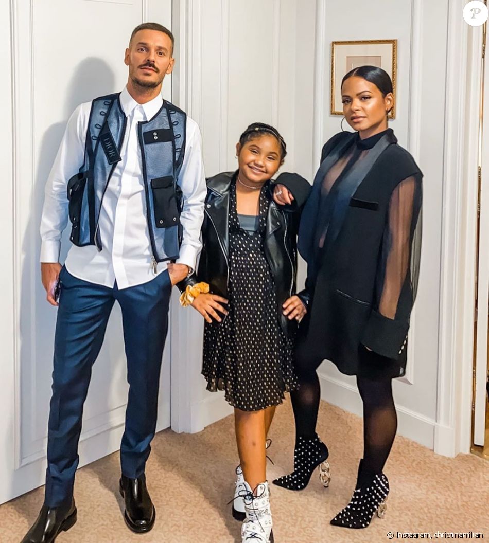 M. Pokora, sa belle-fille Violet et sa compagne Christina Milian avant