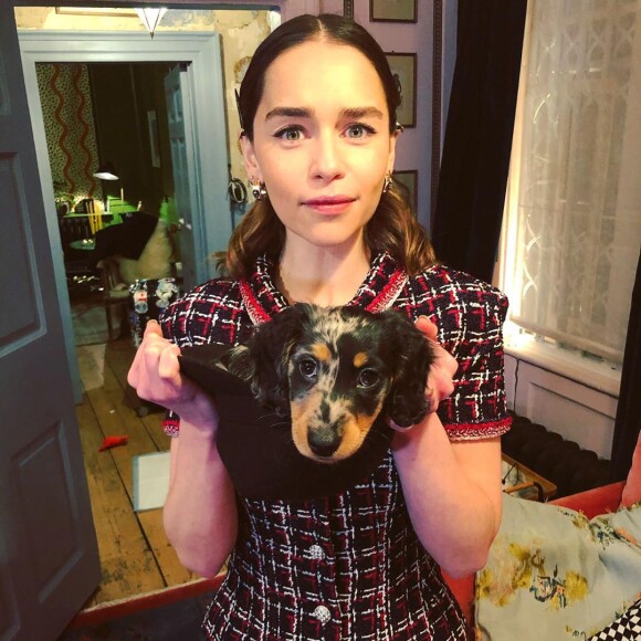 Emilia Clarke et son chien Ted sur Instagram, février 2020.