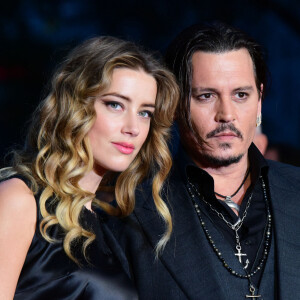 Johnny Depp et sa femme Amber Heard - Avant-première du film "Black Mass" lors du Festival BFI à Londres, le 11 octobre 2015. 11 October 2015.