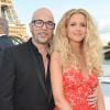 Pascal Obispo et sa femme Julie Hantson - Soirée du 90ème anniversaire de Line Renaud sur le Bateau Potel et Chabot "Pavillon Seine" à Paris le 2 juillet 2018. © Coadic Guirec/Bestimage