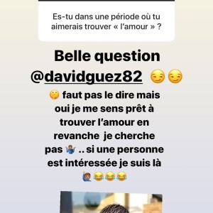 Benoît Paire se confie sur ses ambitions amoureuses dans sa story Instagram. Juillet 2020.