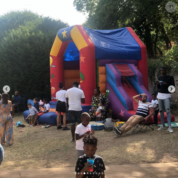 Estelle Mossely et Tony Yoka à la fête d'anniversaire de leur fils aîné Ali, qui a eu 2 ans. Août 2020.