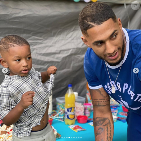 Estelle Mossely et Tony Yoka à la fête d'anniversaire de leur fils aîné Ali, qui a eu 2 ans. Août 2020.