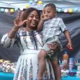 Estelle Mossely et Tony Yoka à la fête d'anniversaire de leur fils aîné Ali, qui a eu 2 ans. Août 2020.