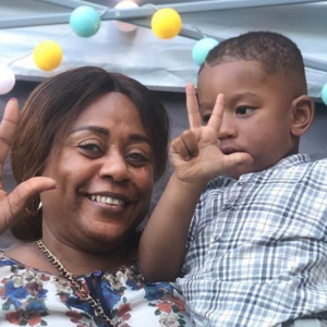 Estelle Mossely et Tony Yoka à la fête d'anniversaire de leur fils aîné Ali, qui a eu 2 ans. Août 2020.