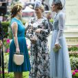 La princesse Eugenie d'York, Zara Phillips (Zara Tindall) et Catherine (Kate) Middleton, duchesse de Cambridge - La famille royale britannique et les souverains néerlandais lors de la première journée des courses d'Ascot 2019, à Ascot, Royaume Uni, le 18 juin 2019.