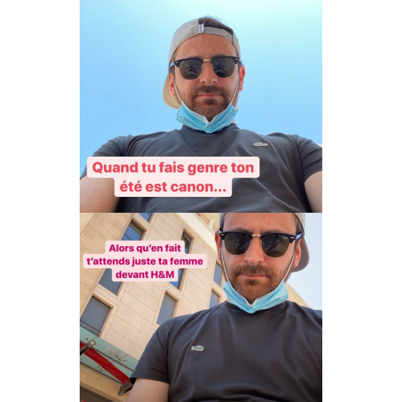 Camille Combal en vacances avec sa femme Marie dans le sud de la France. Août 2020.