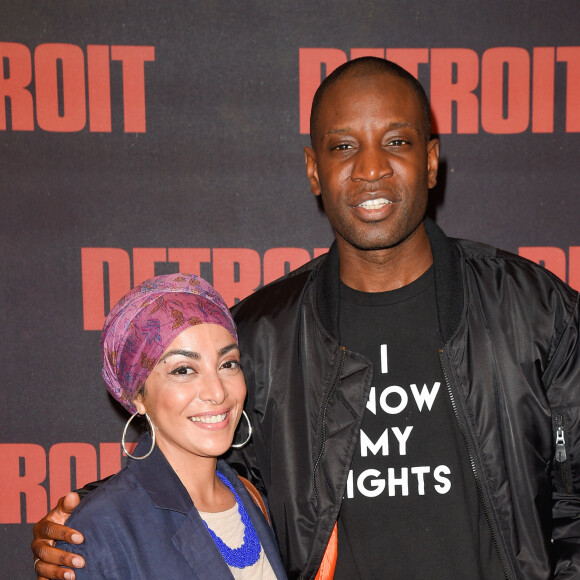 Info du 12 Août 2020 ( Abd Al Malik est à nouveau papa pour la 4 ème fois. Sa femme la chanteuse Wallen a donné naissance il y a un mois.) - Abd Al Malik et sa femme Wallen - Avant-première du film "Detroit" au cinéma UGC Normandie à Paris, le 29 septembre 2017. © Coadic Guirec/Bestimage