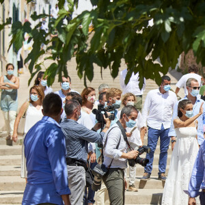 Le roi Felipe VI d'Espagne et la reine Letizia ville de Ciutadella sur l'Ile de Minorque le 13 août 2020.