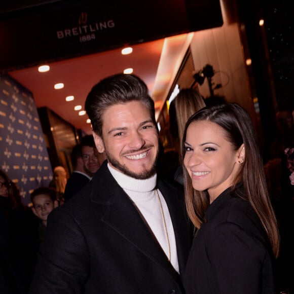 Rayane Bensetti et Denitsa Ikonomova lors de la soirée de réouverture de la boutique "Breitling", située rue de la Paix. Paris, le 3 octobre 2019. © Rachid Bellak/Bestimage