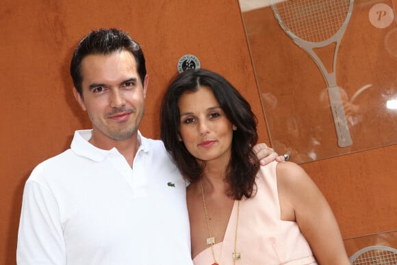 Faustine Bollaert et son mari Maxime Chattam à Roland Garros en 2012.