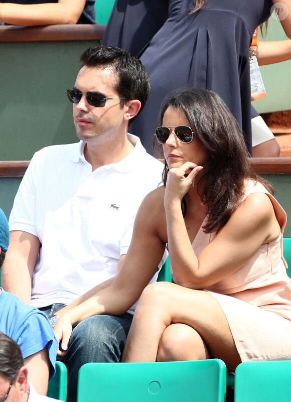 Faustine Bollaert et son mari Maxime Chattam à Roland Garros en 2012.