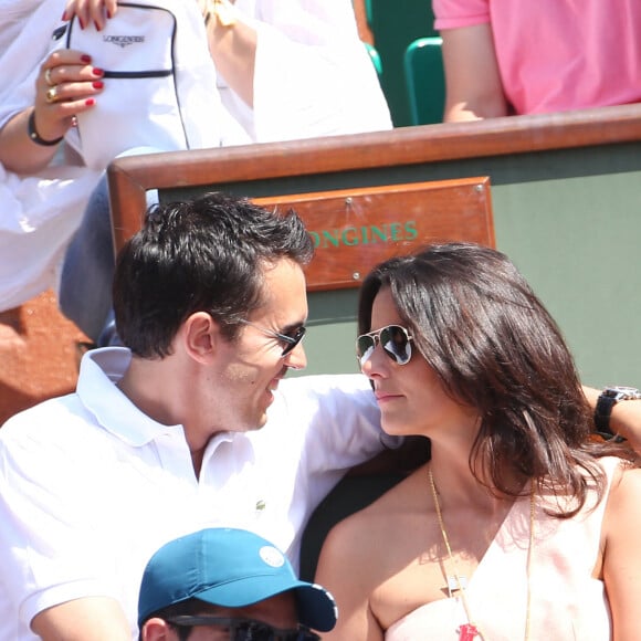 Faustine Bollaert et son mari Maxime Chattam à Roland Garros en 2012.