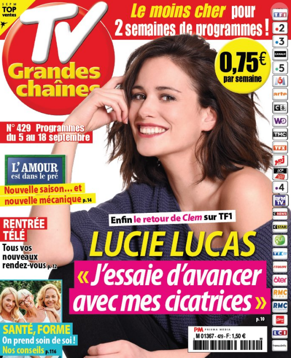 Lucie Lucas en couverture du magazine "TV Grandes Chaînes" paru mercredi 2 septembre 2020