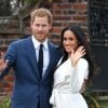 Le prince Harry et Meghan Markle lors de l'annonce de leurs fiançailles, le 27 novembre 2017 au palais de Kensington.