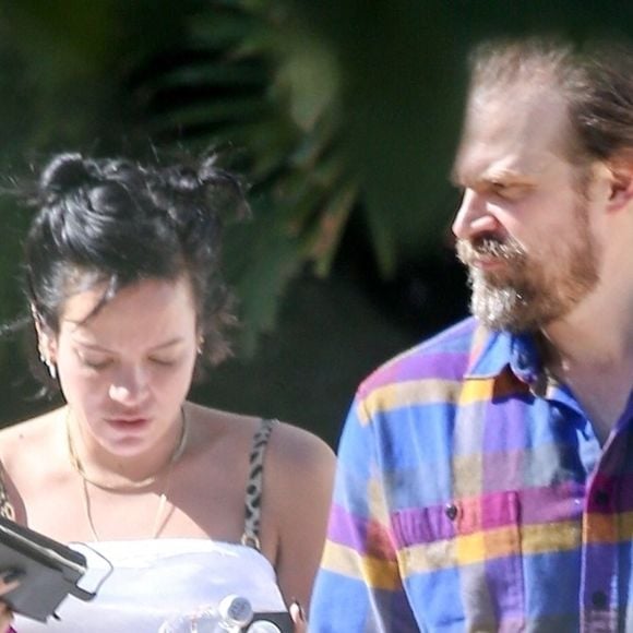 Lily Allen, en bikini léopard, et son compagnon David Harbour se relaxent dans un club de Miam le 4 décembre 2019.