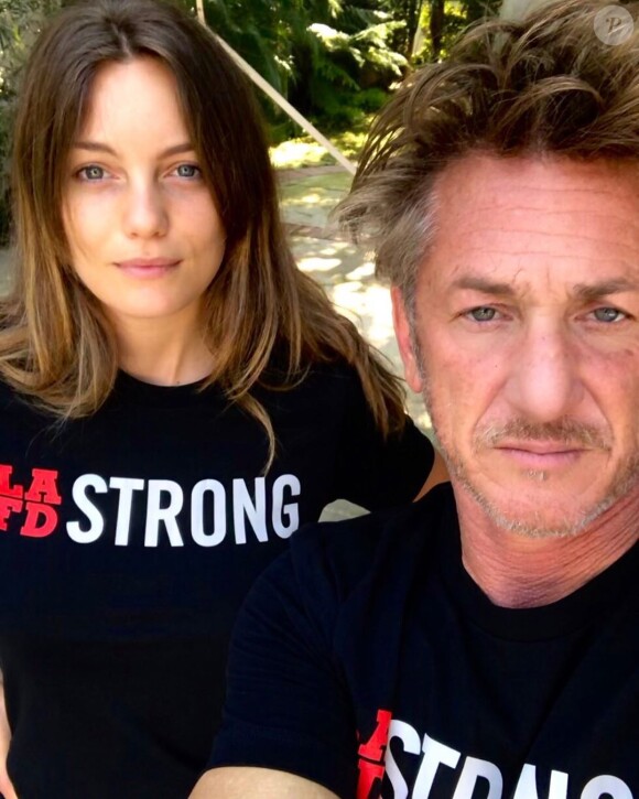 Sean Penn et sa femme Leila Gorge font la promotion de LAFD foundation sur Instagram, septembre 2020.