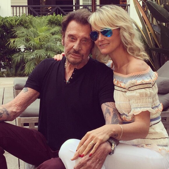 Johnny et Laeticia Hallyday dans leur maison de Pacific Palisades. 10 décembre 2016.