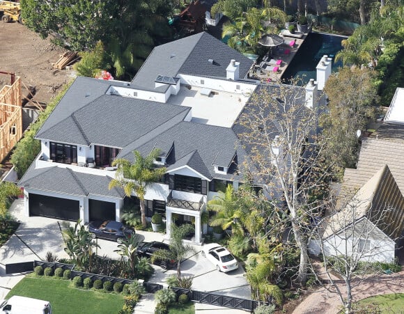 Vue aérienne de la maison de Johnny et Laeticia Hallyday à Pacific Palisades, Los Angeles le 8 février 2014. 
