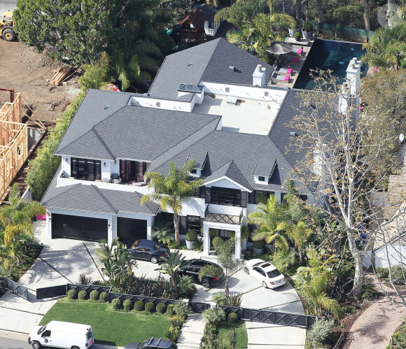 Vue aérienne de la maison de Johnny et Laeticia Hallyday à Pacific Palisades, Los Angeles le 8 février 2014. 