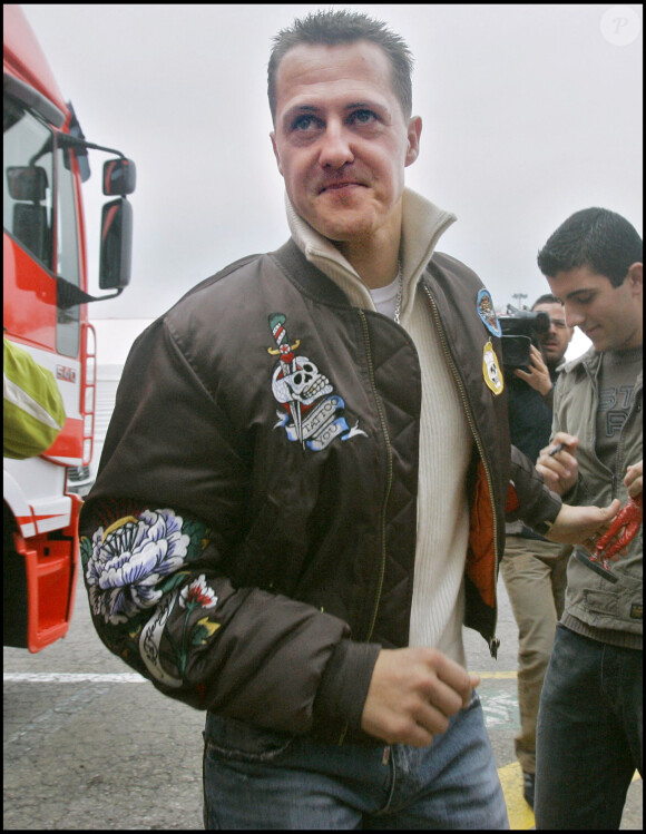 Michael Schumacher à Barcelone (Espagne) pour les essais Ferrari en F1.