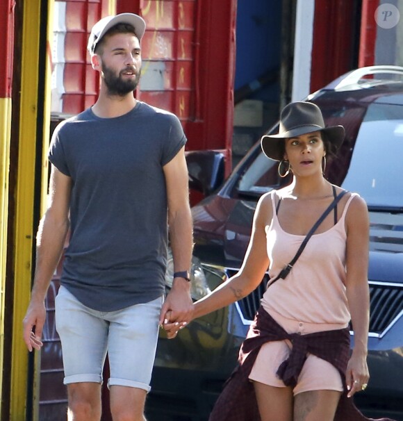 Benoît Paire et Shy'm se promènent dans les rues de Brooklyn à New York, le 23 août 2016.