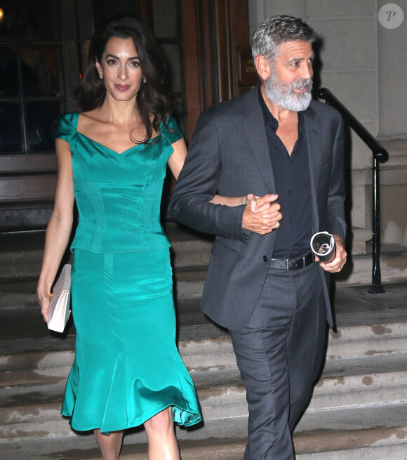 George et Amal Clooney sortent pour la soirée à New York, le 1er octobre 2019. 
