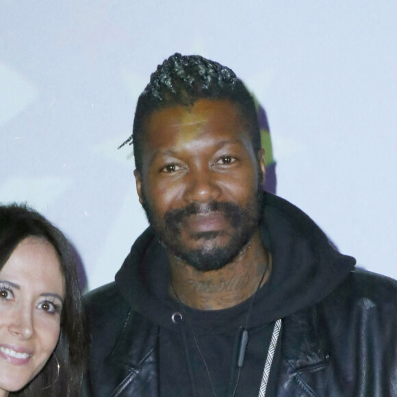 Fabienne Carat, Djibril Cissé - Lancement de la collection de mouchoirs "Lotus by MIKA" à l'Atelier des Lumières à Paris. Le 1er octobre 2020 © Christophe Aubert via Bestimage