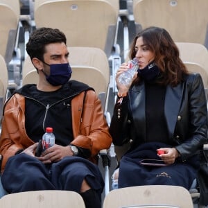 Rachel Legrain-Trapani et son compagnon Valentin Léonard dans les tribunes du tournoi de tennis des Internationaux de Roland Garros à Paris. Le 3 octobre 2020 © Dominique Jacovides / Bestimage