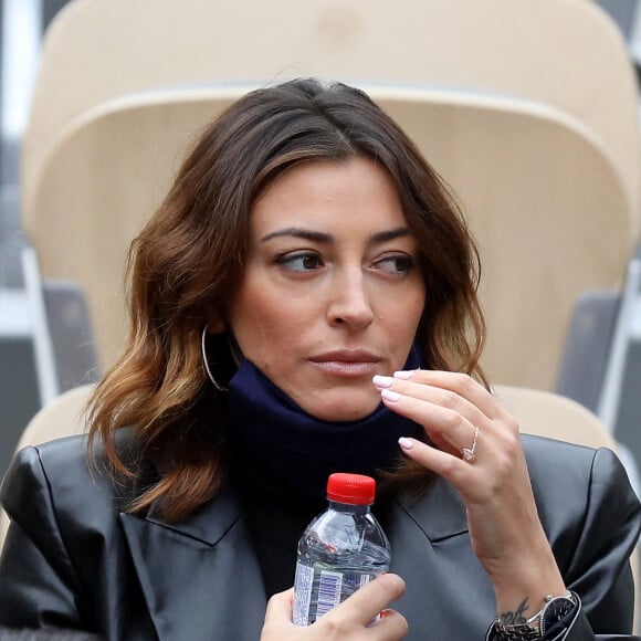 Rachel Legrain-Trapani et son compagnon Valentin Léonard dans les tribunes du tournoi de tennis des Internationaux de Roland Garros à Paris. Le 3 octobre 2020 © Dominique Jacovides / Bestimage