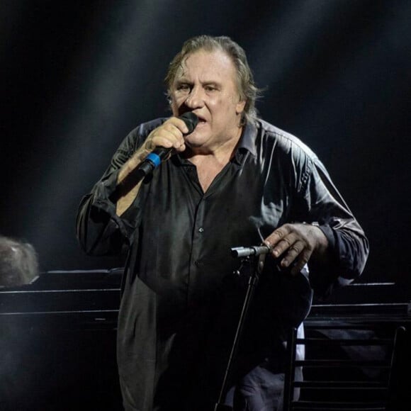 Exclusif - Gérard Depardieu s'est produit sur la scène du "Beiteddine Festival" dans le district du Chouf au Liban, le samedi 20 juillet 2019. Il y a donné le spectacle "Gerard Depardieu chante Barbara". © Nabil Ismail / Bestimage 