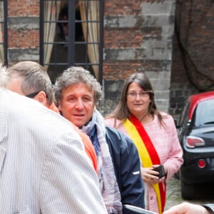 Exclusif - Gérard Depardieu arrive au théâtre Royal lors de sa tournée "Depardieu chante Barbara" à Mons en Belgique le 6 avril 2019. 