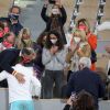 Rafael Nadal embrasse sa soeur María Isabel Nadal, sa mère Ana Maria Parera, et son épouse Maria Francisca Perello à l'issue de la finale de Roland-Garros. Paris, le 11 octobre 2020. © Dominique Jacovides / Bestimage