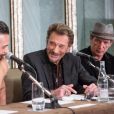 Exclusif - Yodelice (Maxim Nucci), Johnny Hallyday et le chanteur Miossec - Johnny Hallyday présente son 50ème album studio "De l'amour" lors d'une conférence de presse organisée à l'hôtel The Peninsula Paris, à Paris, le 6 novembre 2015. © Cyril Moreau / Bestimage