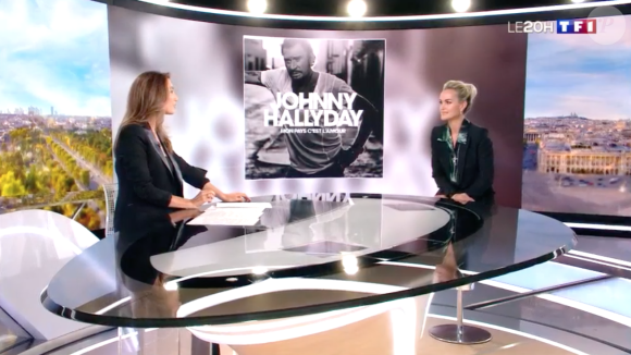 Laeticia Hallyday face à Anne-Claire Coudray dans le journal télévisé de TF1, vendredi 19 octobre 2018.