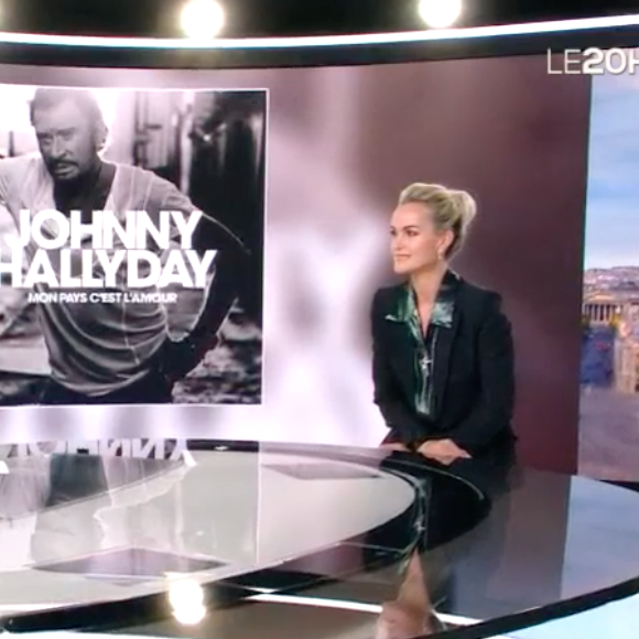 Laeticia Hallyday face à Anne-Claire Coudray dans le journal télévisé de TF1, vendredi 19 octobre 2018.