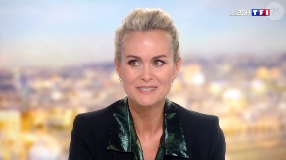 Laeticia Hallyday face à Anne-Claire Coudray dans le journal télévisé de TF1, vendredi 19 octobre 2018.