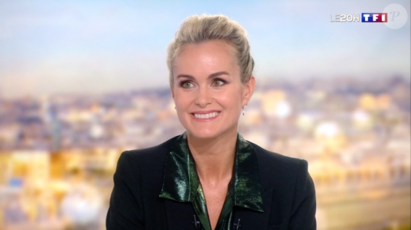 Laeticia Hallyday face à Anne-Claire Coudray dans le journal télévisé de TF1, vendredi 19 octobre 2018.