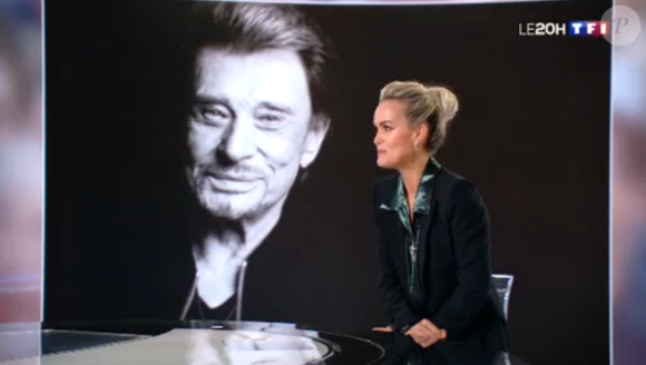 Laeticia Hallyday face à Anne-Claire Coudray dans le journal télévisé de TF1, vendredi 19 octobre 2018.
