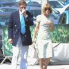 Anna Wintour et son mari Shelby Bryan arrivant au tournoi de tennis de Wimbledon à Londres, le 4 juillet 2014.