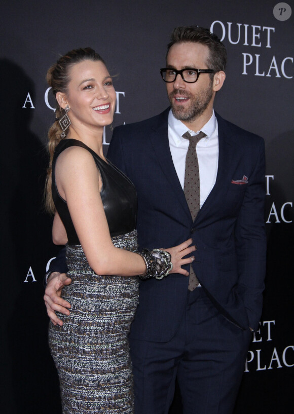 Info - Blake Lively est enceinte de son troisième enfant - Blake Lively, son mari Ryan Reynolds lors de la première de 'A Quiet Place' au Loews Lincoln Square à New York. Le 2 avril 2018 
